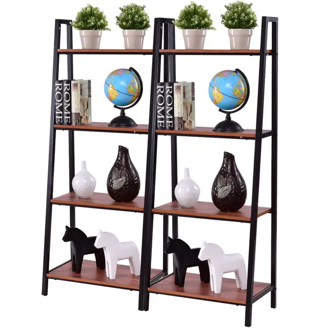 Best Quality Giantex 2pcs 4 -Tier Ladder Storage Bookshelf Living Room Wall Bookcase Bundle Modern Ladder Shelf Home Furniture HW55458 Best Quality Giantex 2pcs 4 -Tier Ladder Storage Bookshelf Living Room Wall Bookcase Bundle Modern Ladder Shelf Home Furniture HW55458