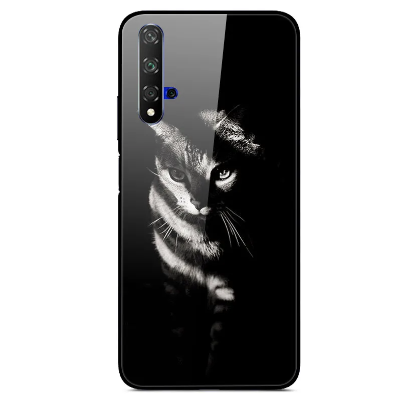 3D Cat Print Tempered Glass Phone Case Cover
