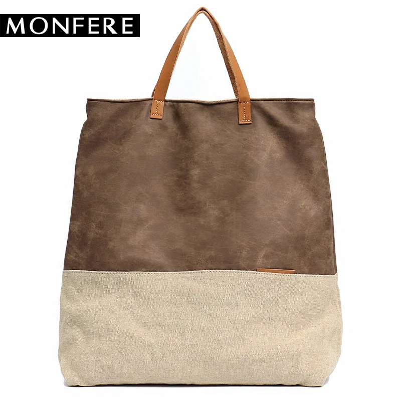 

SC Women PU Leather Bag Canvas Handbags Large Totes Bags Female Luxury Designer High Quality Casual Shoulder Crossbody Bag