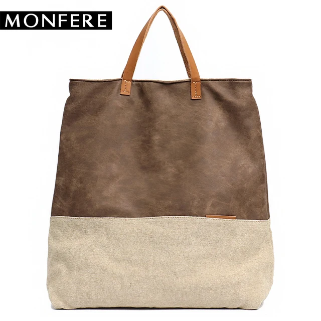 Aliexpress Monfere Women Pu Leather Bag Canvas Handbags Monfere Women Pu Leather Bag Canvas Handbags Large Totes Bags Female Luxury Designer High Quality Casual