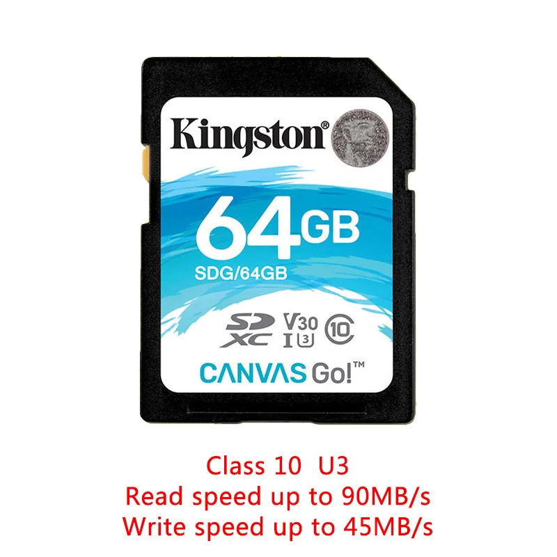 Kingston, 128 ГБ, sd-карта, 16 ГБ, карта памяти, класс 10, 64 ГБ, Карта памяти SDHC, SDXC, USH-I, HD видео, 32 ГБ, карта SD для камеры, 256 ГБ - Емкость: 64GB U3 90MB