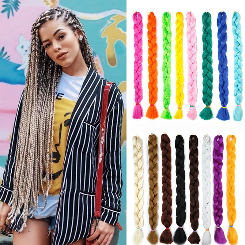 

BUQI Synthetic Braiding Hair Extensions 82 A Inches 165 G/pack Pure Color Jumbo Braids Loose Hair Loose Purple Pink Blue Blue