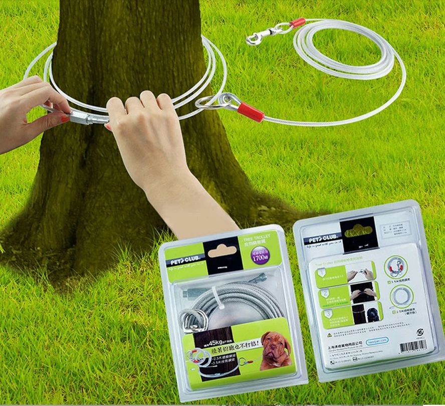 Outdoor Dog Leash round tree Lessen Crash Pet Leash Steel Wire with
