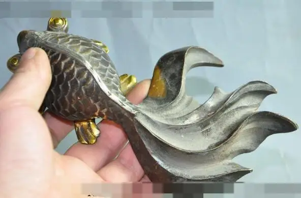 

S2805 7" Chinese fengshui Bronze gilt animal fish Goldfish Statue Sculpture Decoration