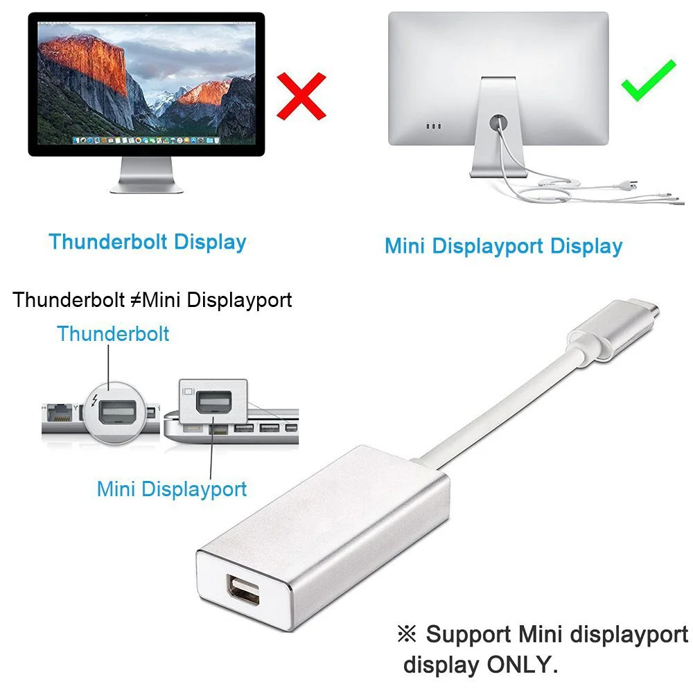 USB 3,1 type C к DisplayPort/мини преобразователь дисплейного порта Стандартный DP USB-C адаптер для Macbook Pro mini DP Женский конвертер