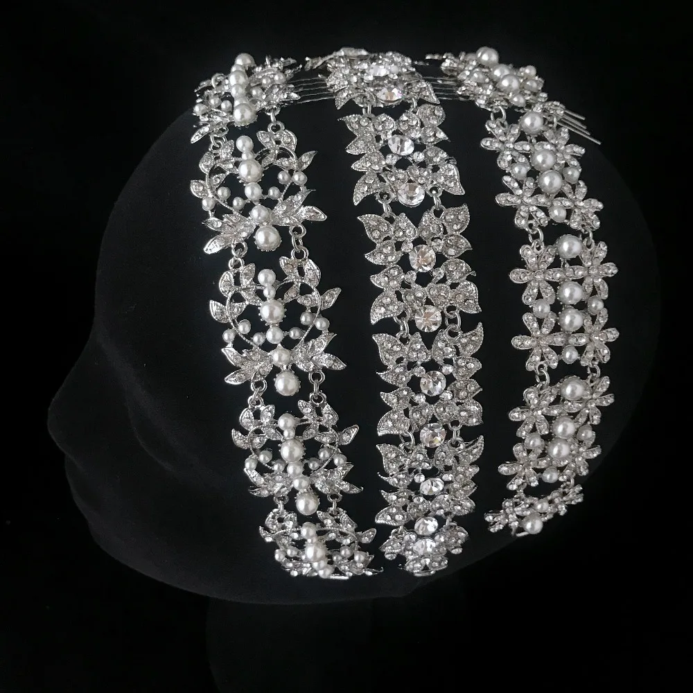 Кристалл серебряная тиара свадебная 6 дизайнерские шпильки повязка для волос Королевский головной убор свадебная одежда Корона аксессуар для женщин ювелирные изделия