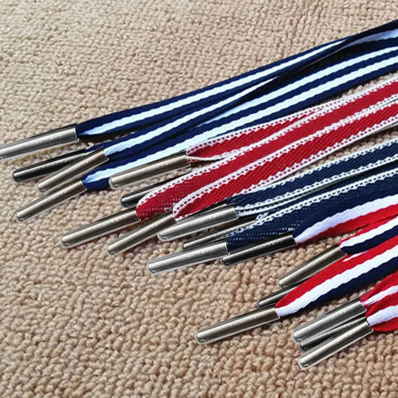 1 Pair Canvas Shoes Decorating Pattern Colorful Shoelace Flat Laces Shoelaces Laces Polyester Stripe Lace High-grade Metal Head