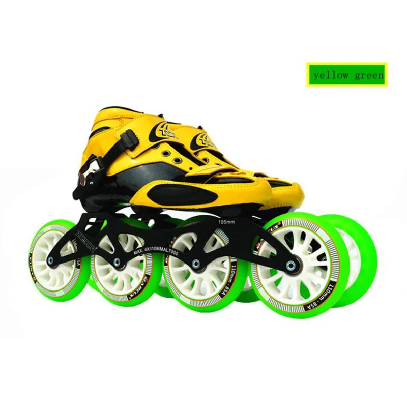 Стоят! УГЛЕРОДНЫЙ Стеклопластик роликовые коньки для детей, взрослых, начинающих, новые ручные скоростные гоночные поезда, уличные кроссовки для бега JP Корея для MPC - Цвет: Yellow 4