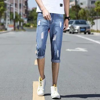 

Destroyed Plus Size Punk Shorts Jeans Men Casual Short Straight Denim Pants Men Straight Jean Hombre