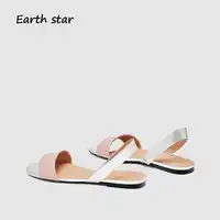 โลกดาวฤดูร้อนรองเท้าลำลองผู้หญิงยี่ห้อรองเท้าเลดี้footwareกลับสายรัดc haussureหญิงแฟลตระบายอากาศโลหะตกแต่ง