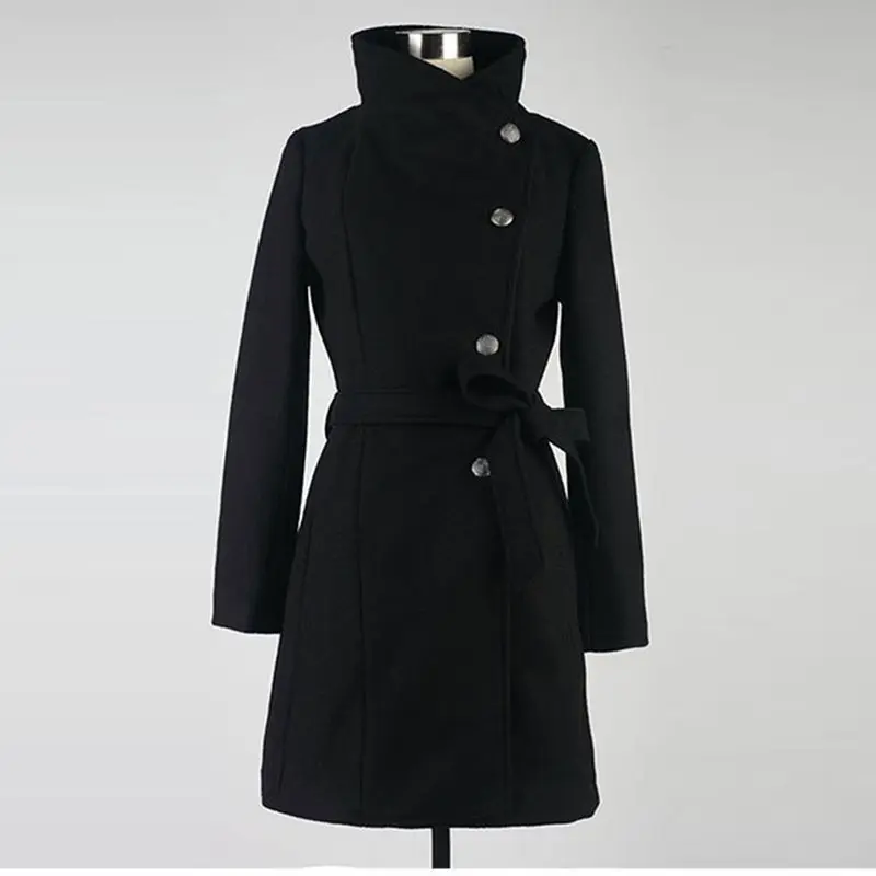 Sisjuly Long Trench Coats Casual Office Lady Vintage Black Women Slim Button Pocket Bow knot Autumn Female Retro Outwears