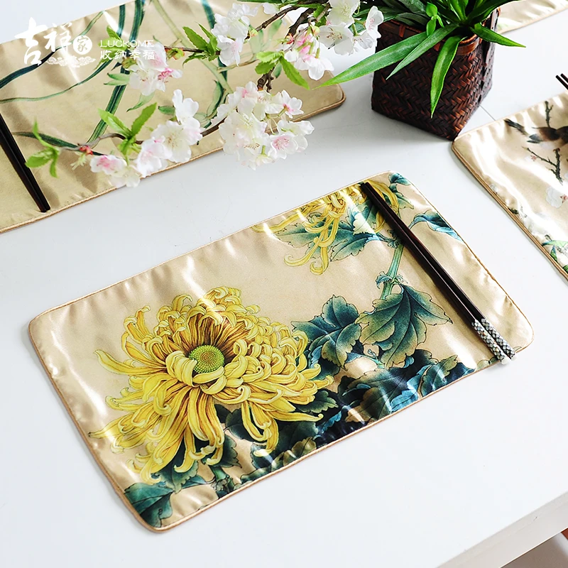 Classical Satin Table Mat Kitchen Chinese Table Mats Table Mat