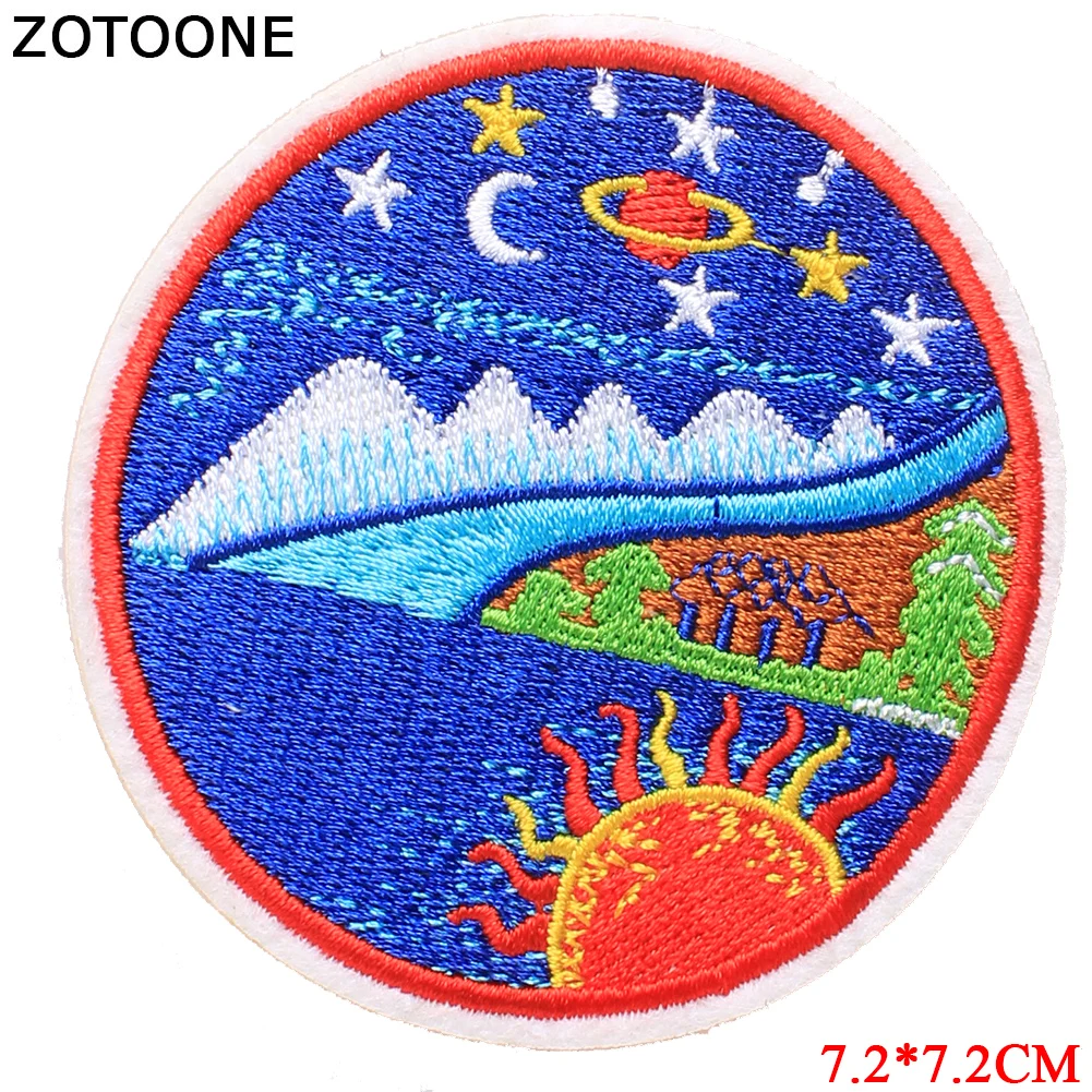 ZOTOONE 1Ps UFO Astral Planet вышитые патчи на железе для одежды DIY полосатая одежда инопланетянин стикер космические аппликации - Цвет: 1692