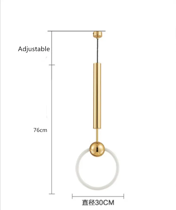 Скандинавское искусство, светодиодный светильник в стиле лофт, креативный лаконичный стиль, подвесной светильник для столовой, Золотое кольцо, украшение для кафе, ресторана, лампа