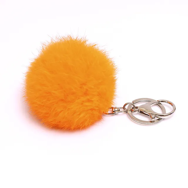 Handbag Charm Real 8 cm Rabbit Fur Ball Keychain Blue Red Furry Ball