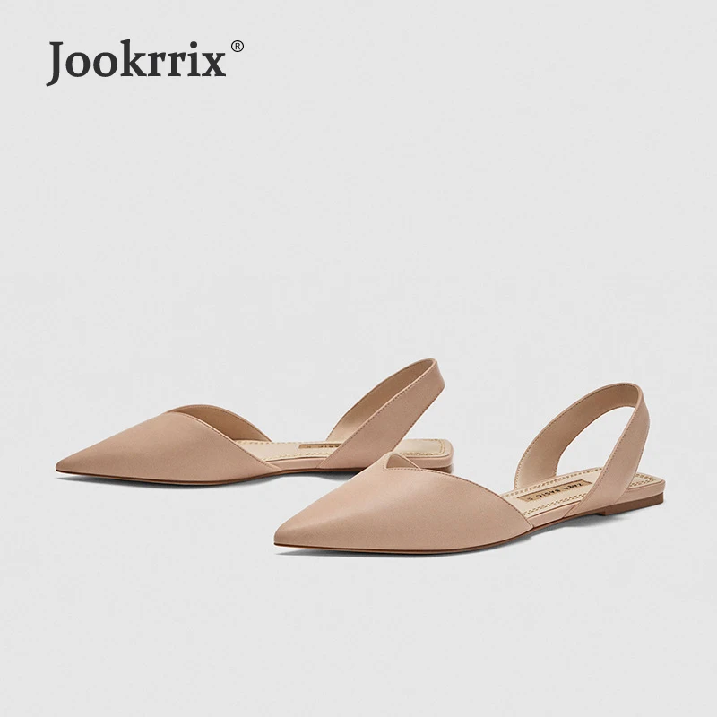

Jookrrix 2018 Summer New Shoes Women Fashion Brand Sandals Lady Pointed-toe Flats Silp On Female chaussure Girl footware Nude