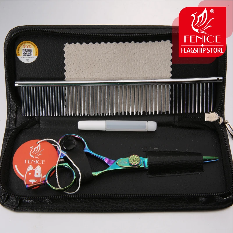 Fenice Personal 6 inch Pet Grooming Scissors Straight Teddy Dog Cat Cutting Thinning Shears Kit Tesoura Para Animal Hair Shears