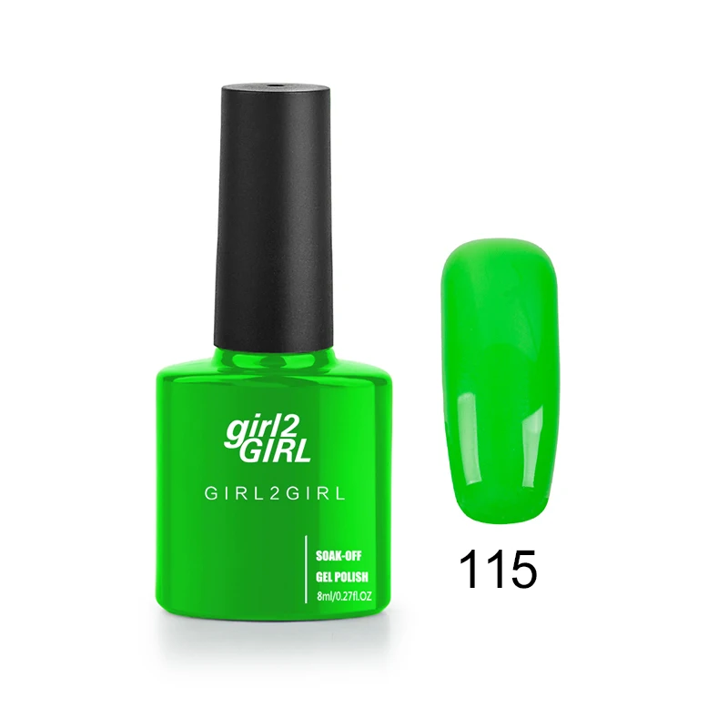 Гель-лак для ногтей GIRL2GIRL, долговечный УФ-лак для замачивания, цветные флаконы, Гель-лак зеленого цвета - Цвет: G3-115