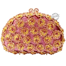 LaiSC rosa abend handtaschen rose blume form luxury diamante kupplung abendtaschen verzierten hochzeit geldbörse SC174