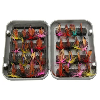 

32pcs/set Various Dry Fly Fishing Trout Lures Set Artificial Insect Baits Fly Fishing Hooks with Fishing Tackle Box Case Pesca