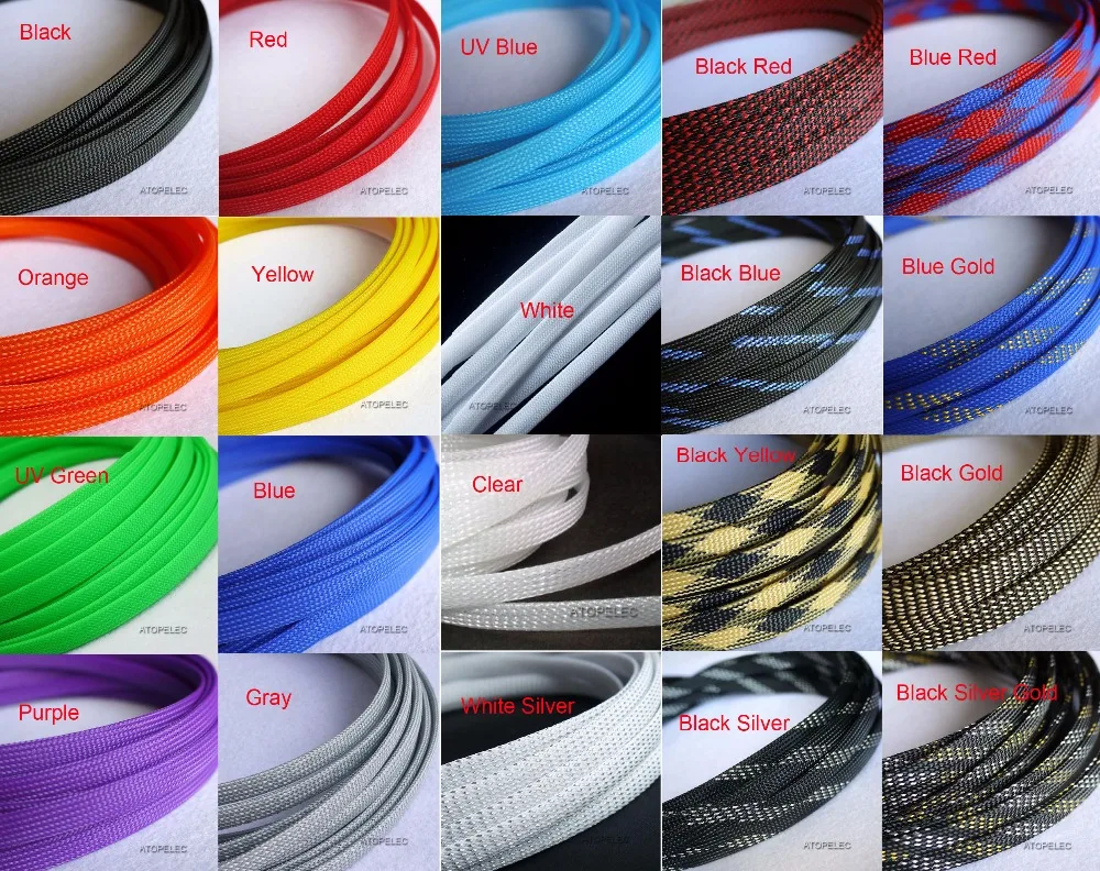 Black Tight Braided PET Expandable Sleeving Cable Wire Sheath lot