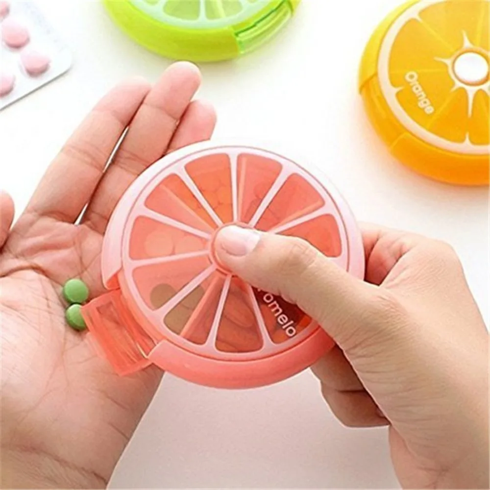 

Cute Fruit Style ,Portable Rotating 7 Day Weekly Pill Medicine Tablet Holder Storage Case Box Dispenser,(Orange/Lemon/Pomelo)