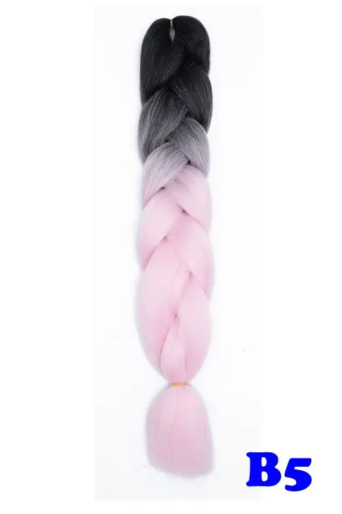 Luxury 24" 60cm Ombre Synthetic Crochet Hair Extensions Jumbo Braids Hairstyles Pink Red Blue Braiding Hair - Цвет: #14