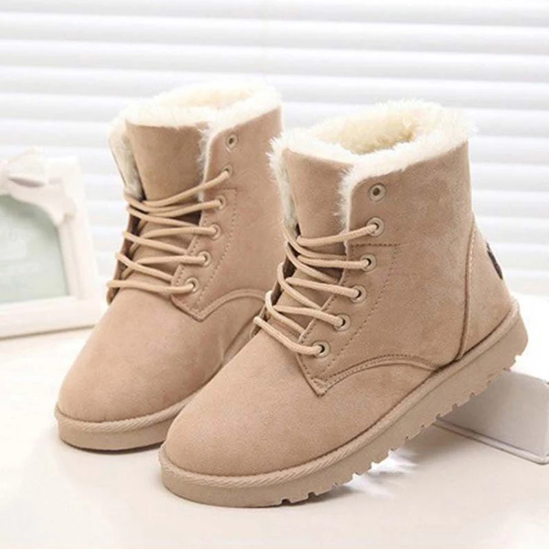 Women's lace up winter boots with fur Clearance