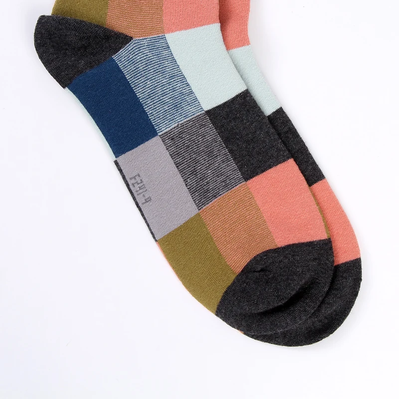 Men's Chic Colourful Check Pattern Socks-3