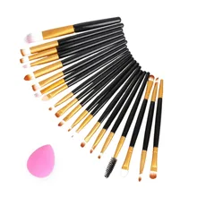20pcs Eye Makeup Brushes Set Eyeshadow Blending Brush Powder Foundation Eyebrow Lip Eyeliner Brush Cosmetic Tool + Sponge Puff