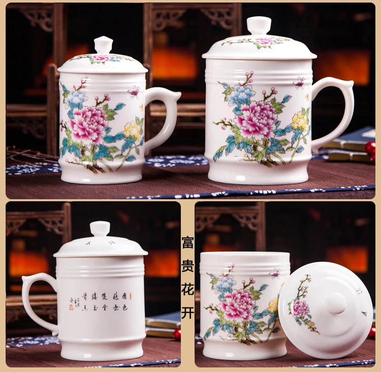 900 мл Традиционный китайский чай чашка с крышкой керамическая синяя и белая фарфоровая офисная большая емкость для воды, молока, кофе кружка чайная чашка