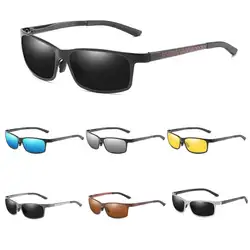 1 шт унисекс Бизнес Поляризованные Вождения Солнцезащитные очки оправа из металлического сплава с антибликовым покрытием UV400 очки Ночное