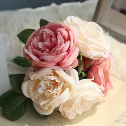 5 головы/Букет искусственного шелка роза цветочный Декор для дома поддельные пионы цветок пионы искусственные цветы для свадьбы DIY