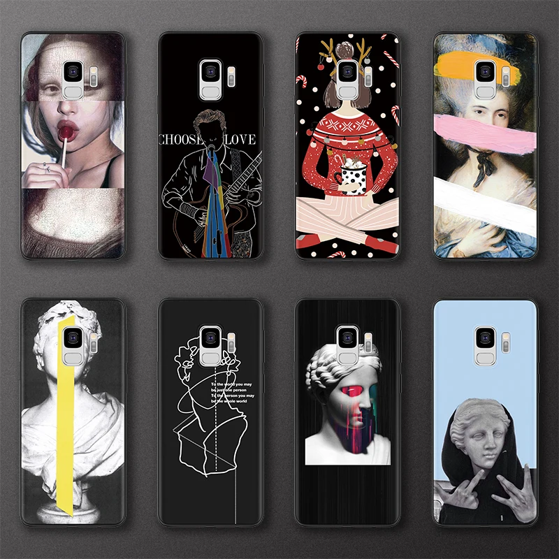 

Fashion Mona Lisa Black Case For Samsung Galaxy J5 J7 J3 J6 J4 2018 Prime 2016 2017 Case For Samsung Note 8 9 Case Sculpture Art