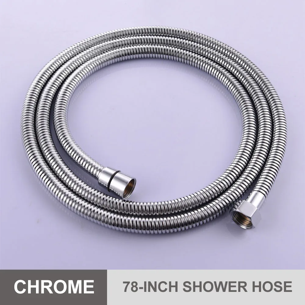 SUS304 из нержавеющей стали, двойной замок 1,5 2 2,5 3 м шланг для душа с латунной установки для ручной душ и душем - Цвет: Chrome 2m