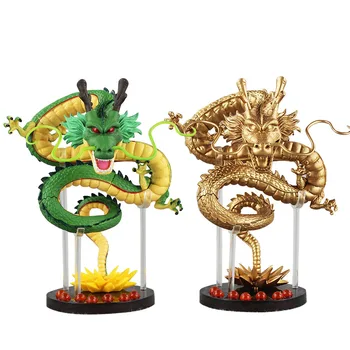 

15CM/20CM Dragon Ball Z ShenRon ShenLong PVC Model Green/Gold and 16CM diameter Acrylic Shelf for holding dragon ball