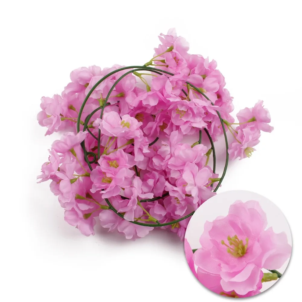 FENGRISE 200cm Silk Sakura Cherry Rattan Ivy Wall Wedding Arch Decoration Artificial Flower For Home Party Decor Garland decorat FENGRISE 200cm Silk Sakura Cherry Rattan Ivy Wall Wedding Arch Decoration Artificial Flower For Home Party Decor Garland decorat
