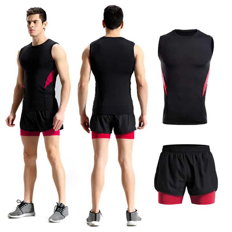 SKDK 1 шт., спортивные костюмы для мужчин, дышащий Быстросохнущий жилет, костюм, одежда для тренировок, мужские спортивные колготки, одежда для бега, баскетбола, тренажерного зала, мужская одежда
