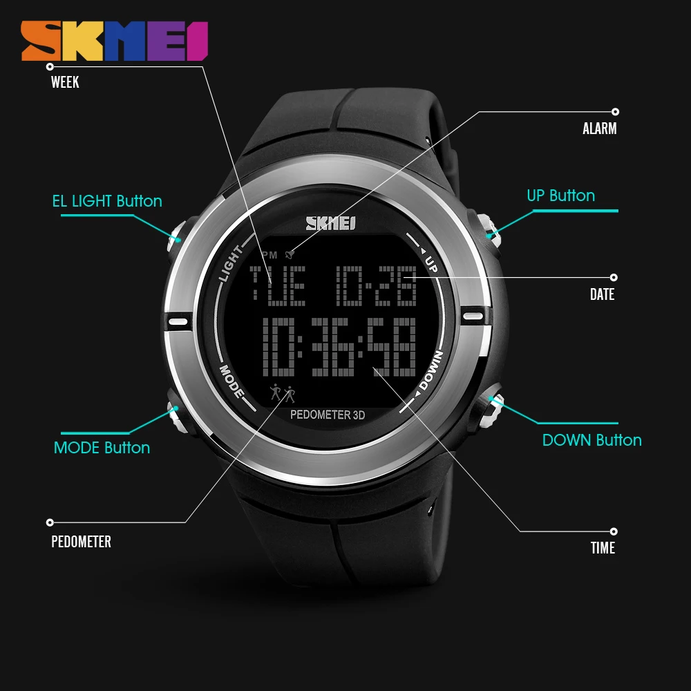 Goede SKMEI Mannen Sport Horloge Sport Stappenteller Calorie Waterdicht Horloge LED Display Digitale Militaire Horloge Relogio Masculino Nieuwe