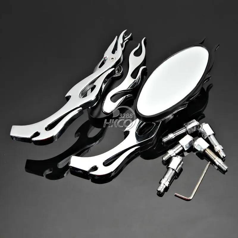 buy MOTOECYCLE Flame BIKE MOTORCYCLE REARVIEW SIDE MIRRORS FOR 8MM10MM CHOPPER CRUISER