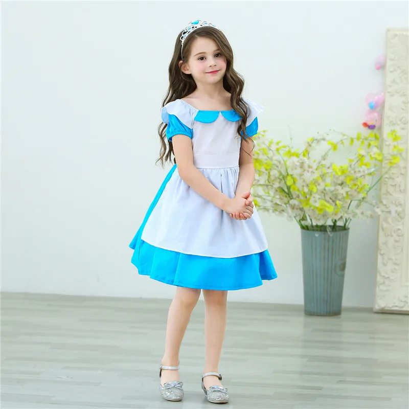 

Alice In Wonderland Child Costume Girls Maid Cosplay Dress Halloween Carnival Princess Lolita Fancy Dress Alice Maid Outfit 3-7Y