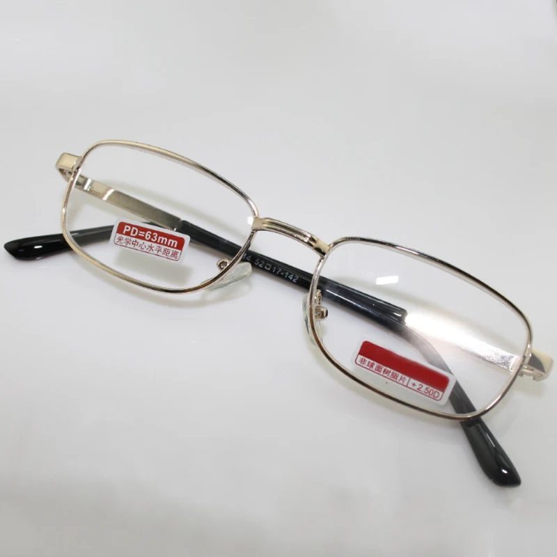 Для мужчин Для женщин металлическая оправа очков для чтения очки покрытая цельной полиуретановой кожей Асферические очки 100 150 200 250 300 090