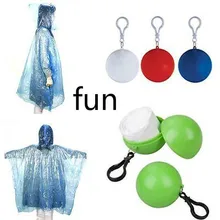 

BPUnisex Raincoat Disposable Portable Rain Jacket Poncho Keyring Ball Raincoats YY59