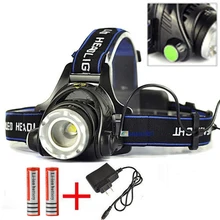 T6 Headlamp 2000Lumen Zoomable CREE XML LED Headlight Rechargeable Head light lamp Flashlight Torch +18650 battery + AC Charger
