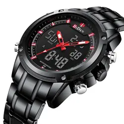 Мужские спортивные наручные часы Мужские Цифровые кварцевые часы BIDEN лучший бренд черный полный стальной водостойкий часы Relogio Masculino