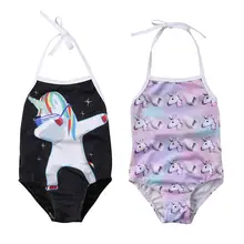 Единорог для маленьких девочек Купальник Прекрасный ванный комплект для малышей для маленьких девочек ремень Купальники для малышек купальный костюм Купальник-бикини От 2 до 8 лет