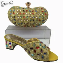 Capputine Latest African Woman Shoes And Bag Set Summer Low Heels Shoes And Matching Bag Set