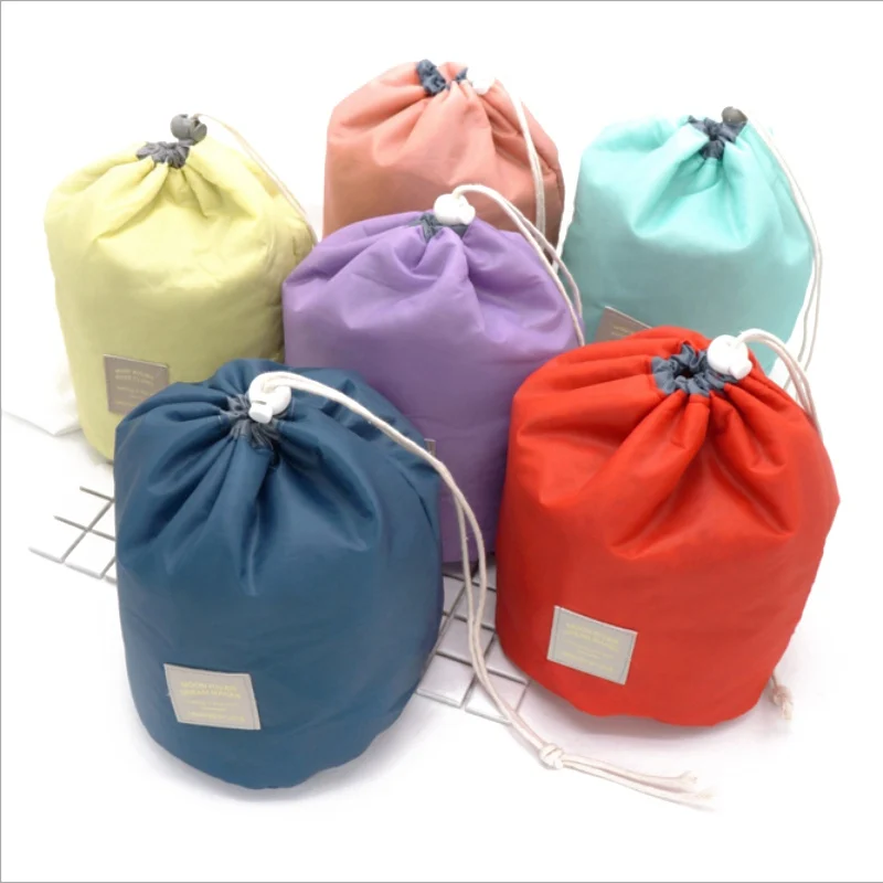 

Folding Drawstring Barrel Shaped Travel Makeup Cosmetic Bag Bathroom Toiletry Organizer Waterproof Travel Portable Bag wd02