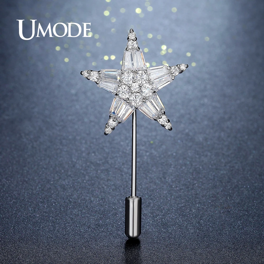 Женская брошка с кристаллами UMODE прозрачная фианитом для свадьбы украшения