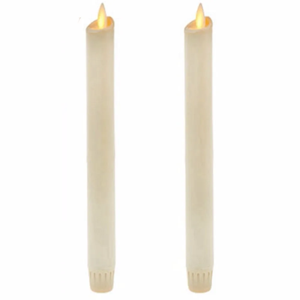 

Ksperway 8" Set of 2 Ivory Unscented Wax Flameless Taper Candles, Battery Operated,Moving Wick,LED Candle with Timer and Remote